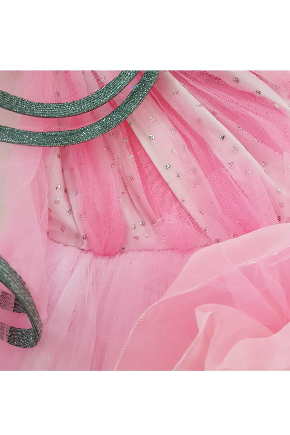3D rose pink organza big flower gown