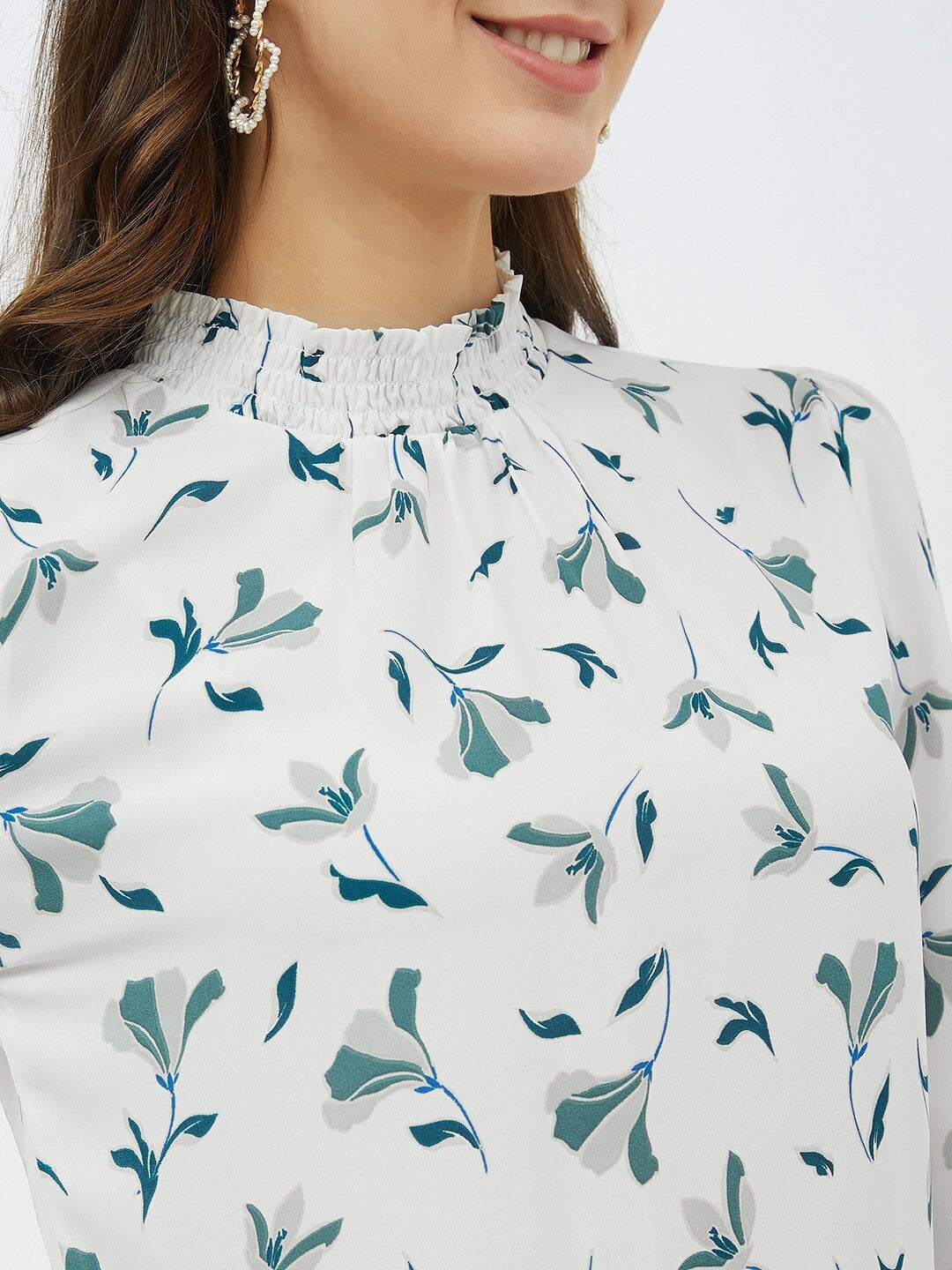 Women White Printed Top