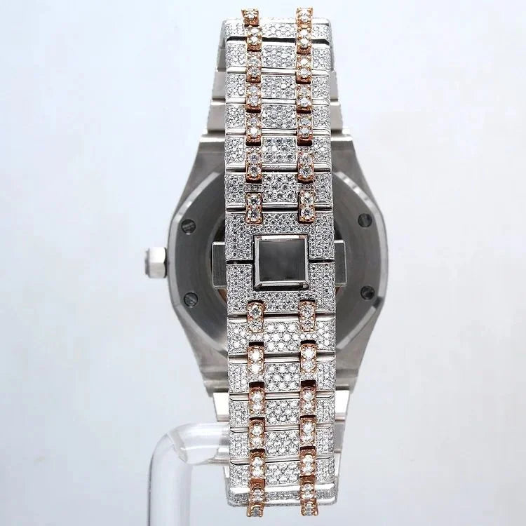 40Mm Pave Baguette Rose Gold And Diamond Bezel Men’S Watch