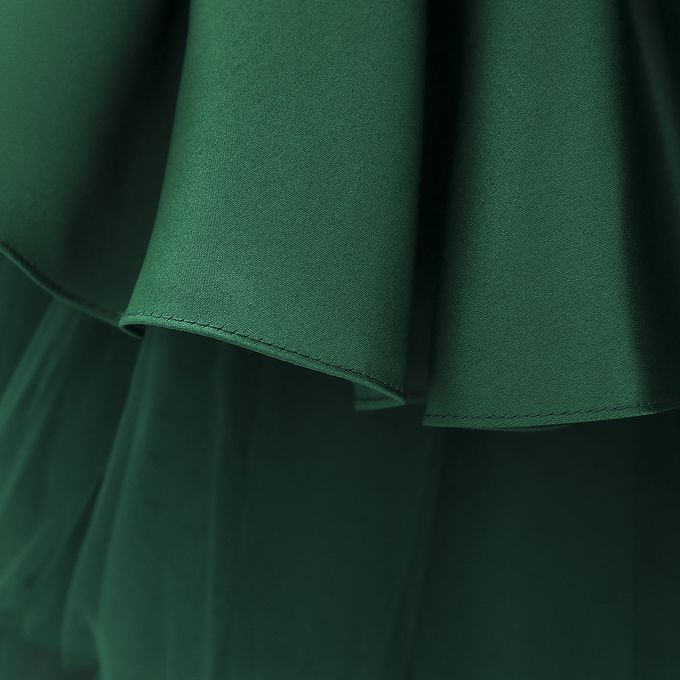 Green Color Net Solid Frock Dress For Girl
