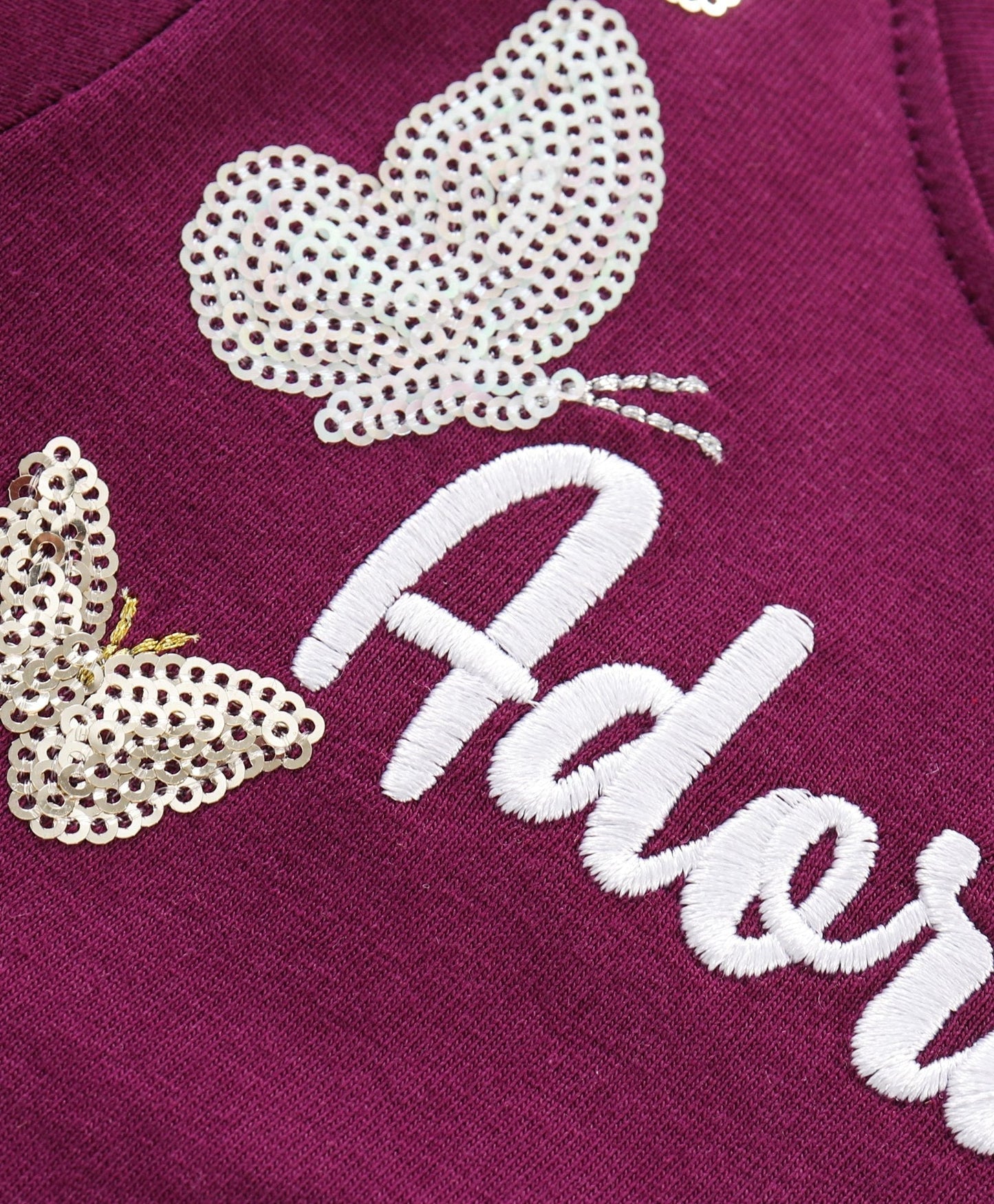 Short Sleeves Top & Leggings Butterfly Sequin – Purple