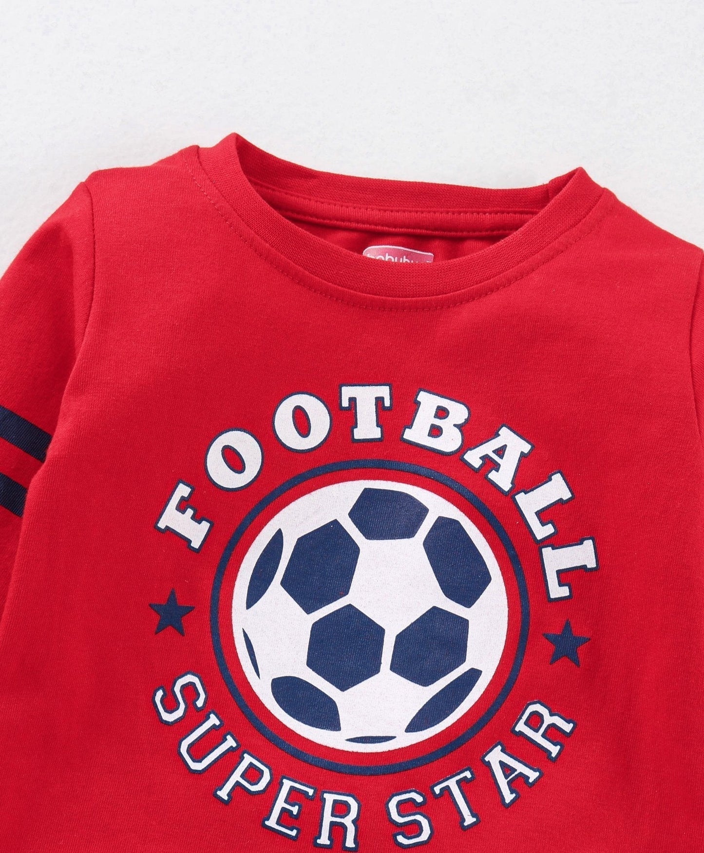 Babyhug Full Sleeves Tee & Lounge Pant Football Print – Red