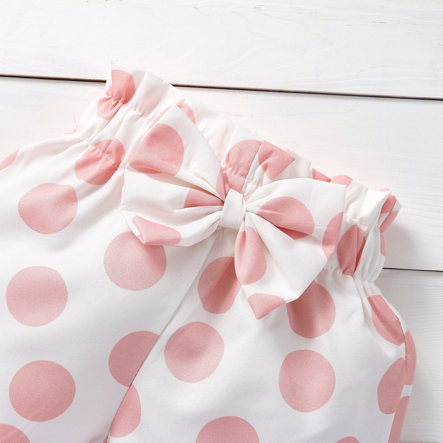 Crop top and polka dotted shorts set