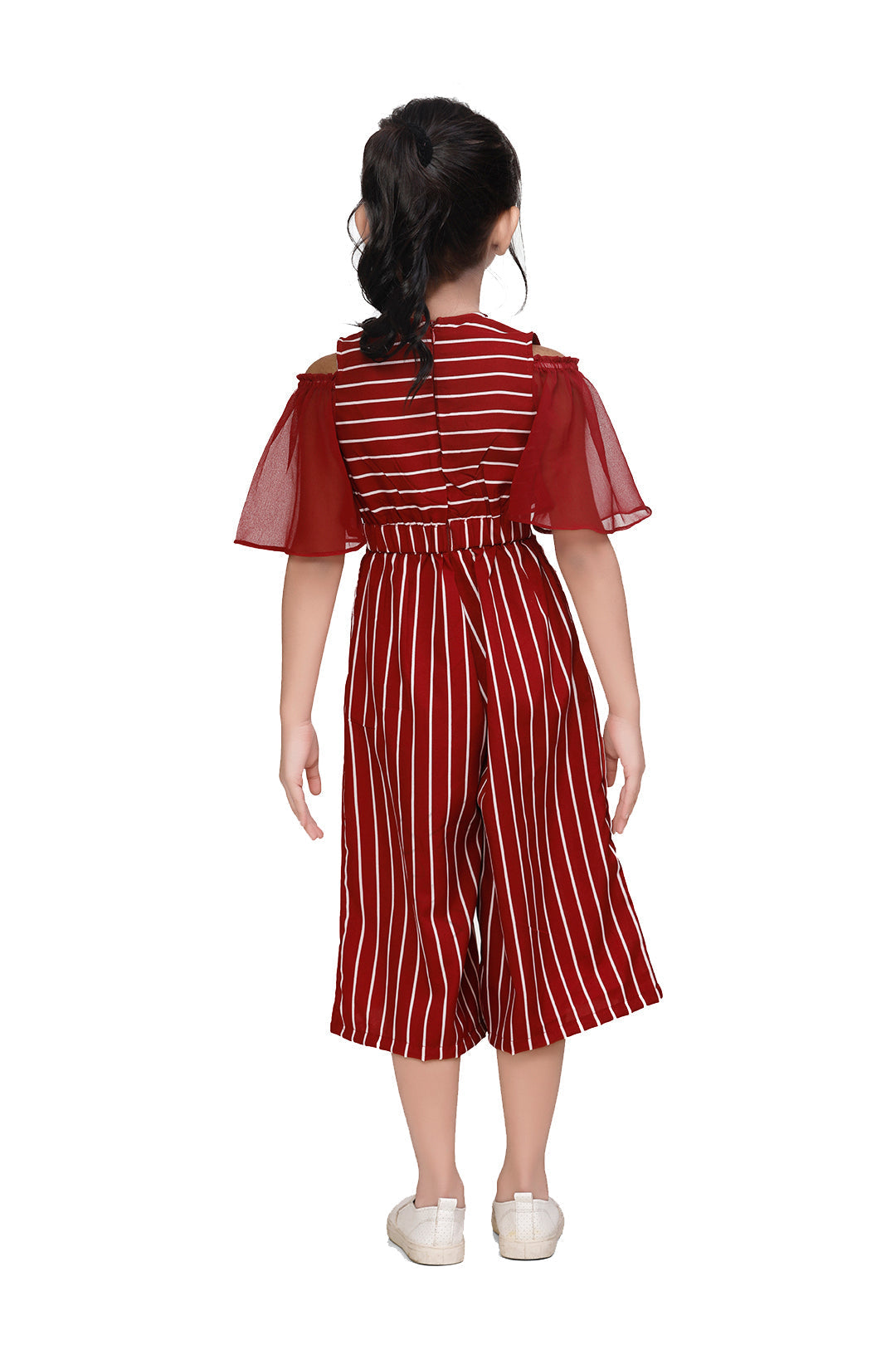 Maroon Striped Flared Jumpsuit