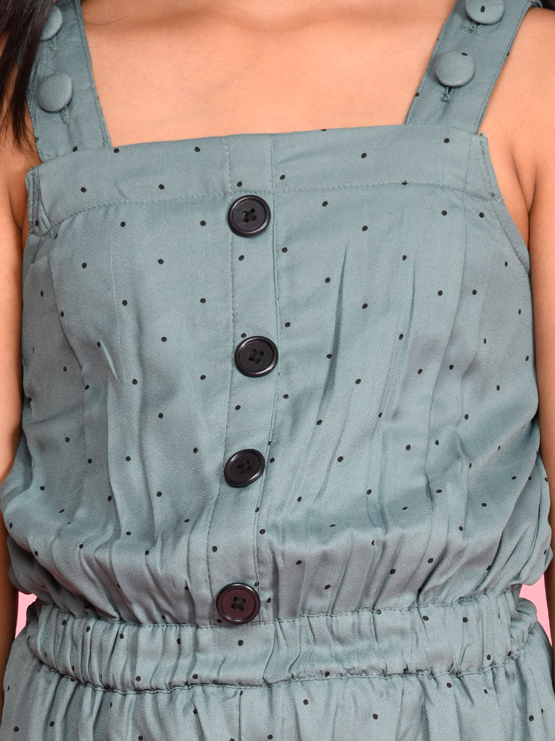 Polka Printed Shoulder Straps Full Jumpsuit