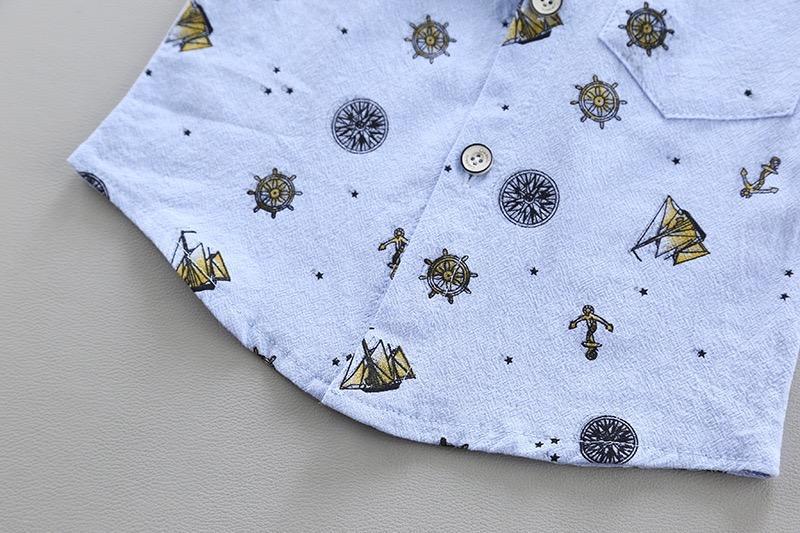 Printed Shirt With Bow And Shorts Set