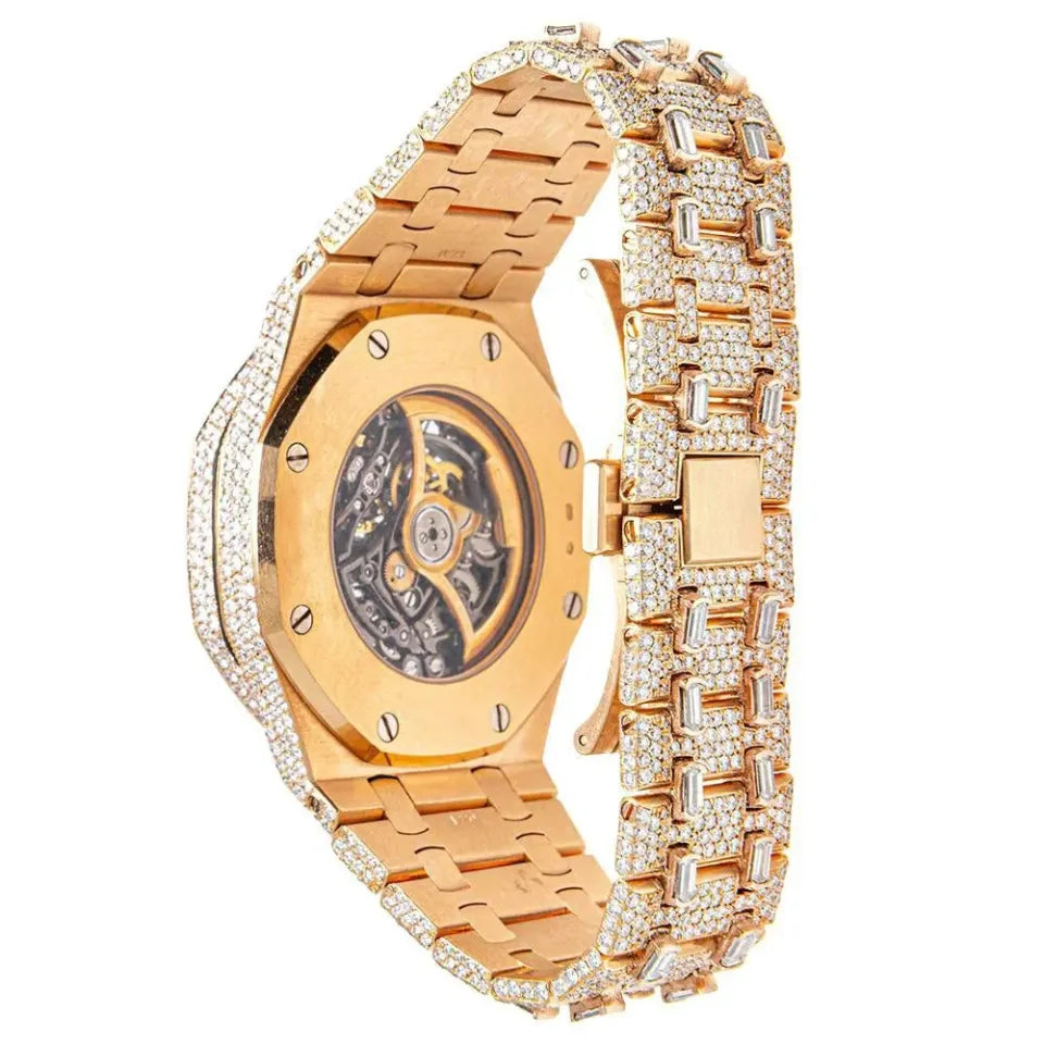 Exclusive Skeleton Rose Gold Dial Diamond Watch