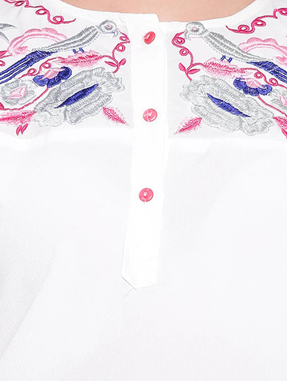 Embroidered Detail Bell Sleeved Top