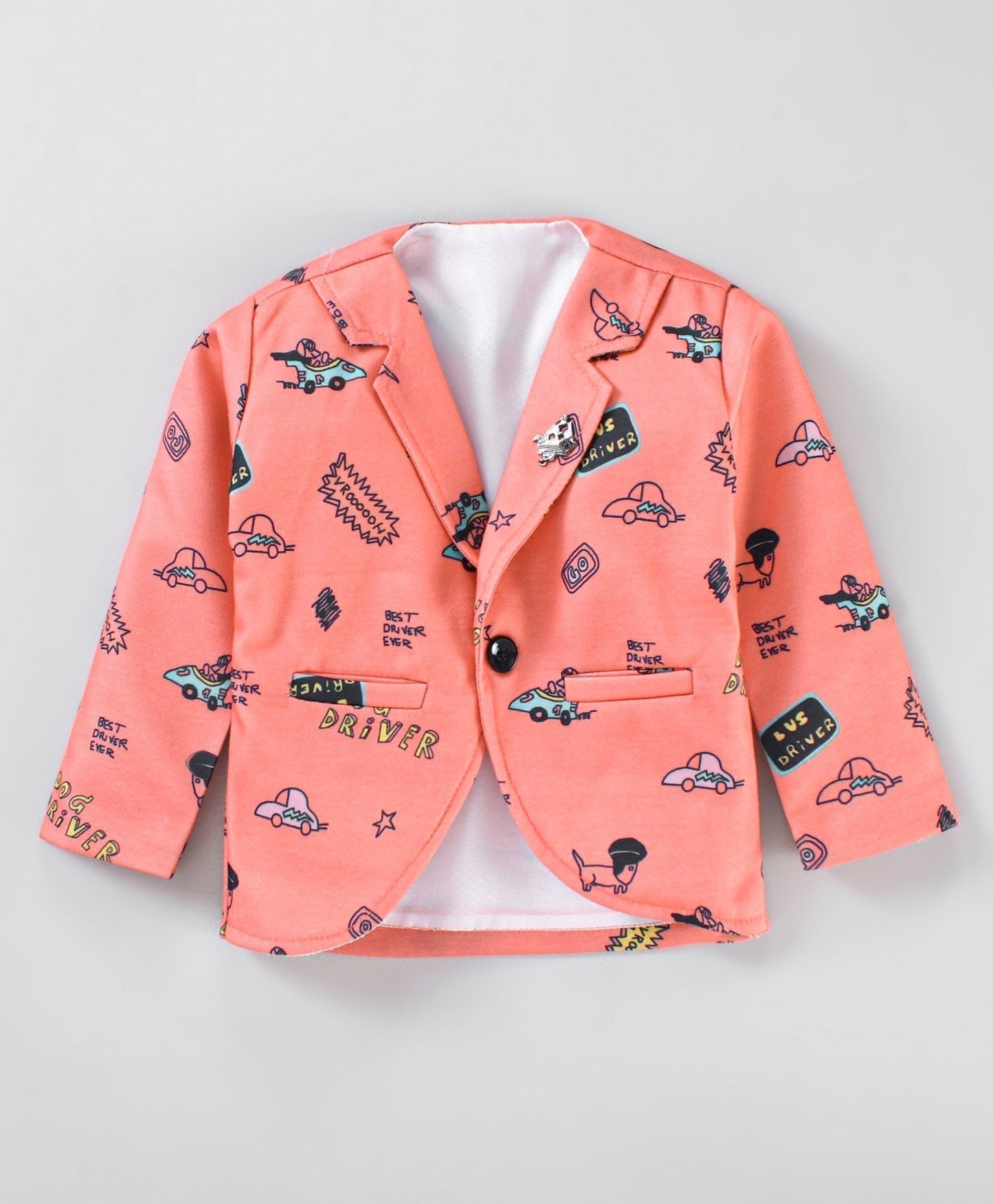 Dapper Dudes Full Sleeves Printed Blazer With Tee & Bottom - Orange