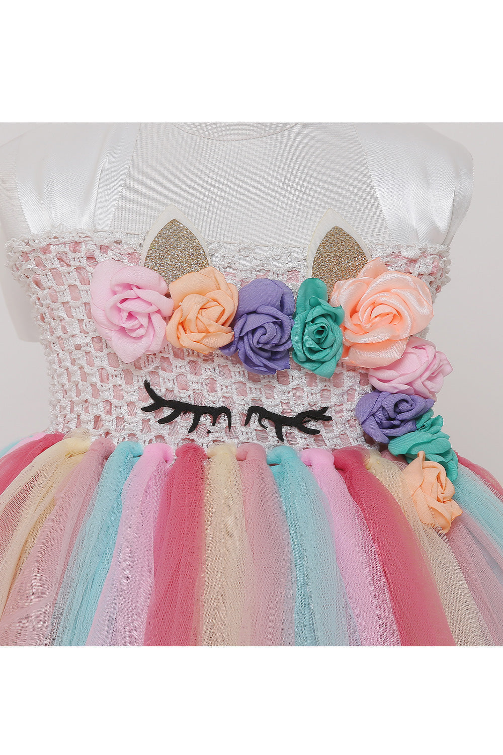 Multicolor with 3D flowers tutu gown