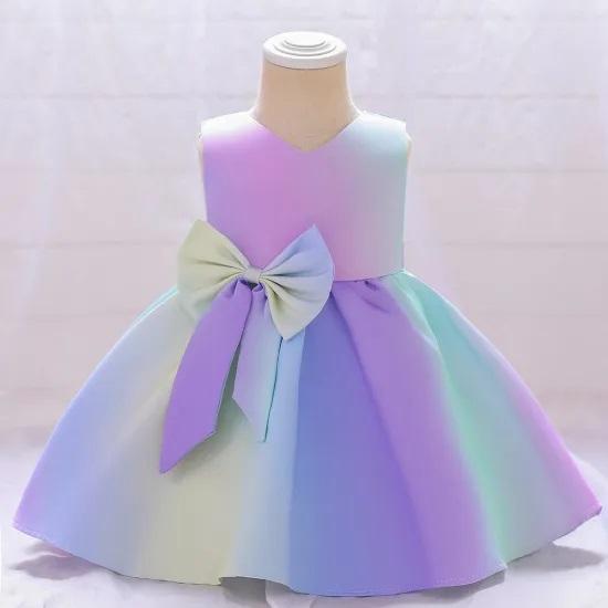 Multicolor Silk Designer Baby Frock