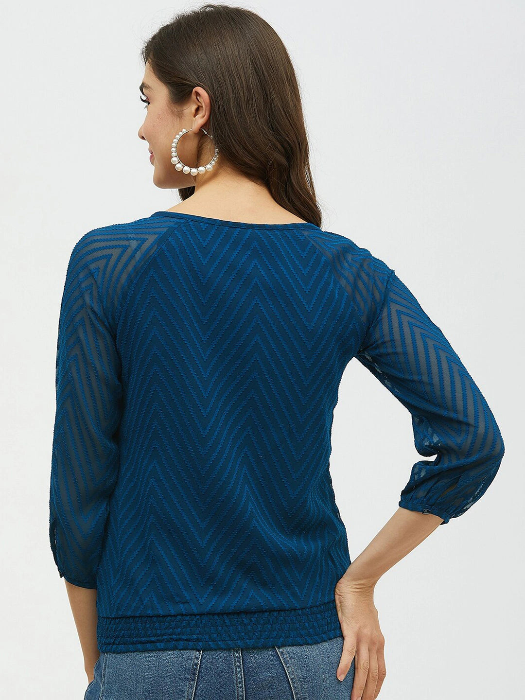 Blue Self Design Top