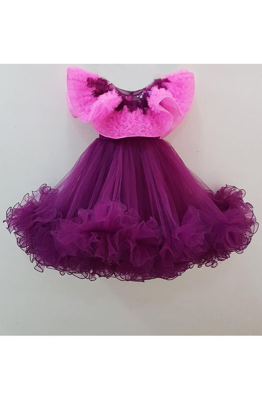 Lavender and purple shaded attached cape gown