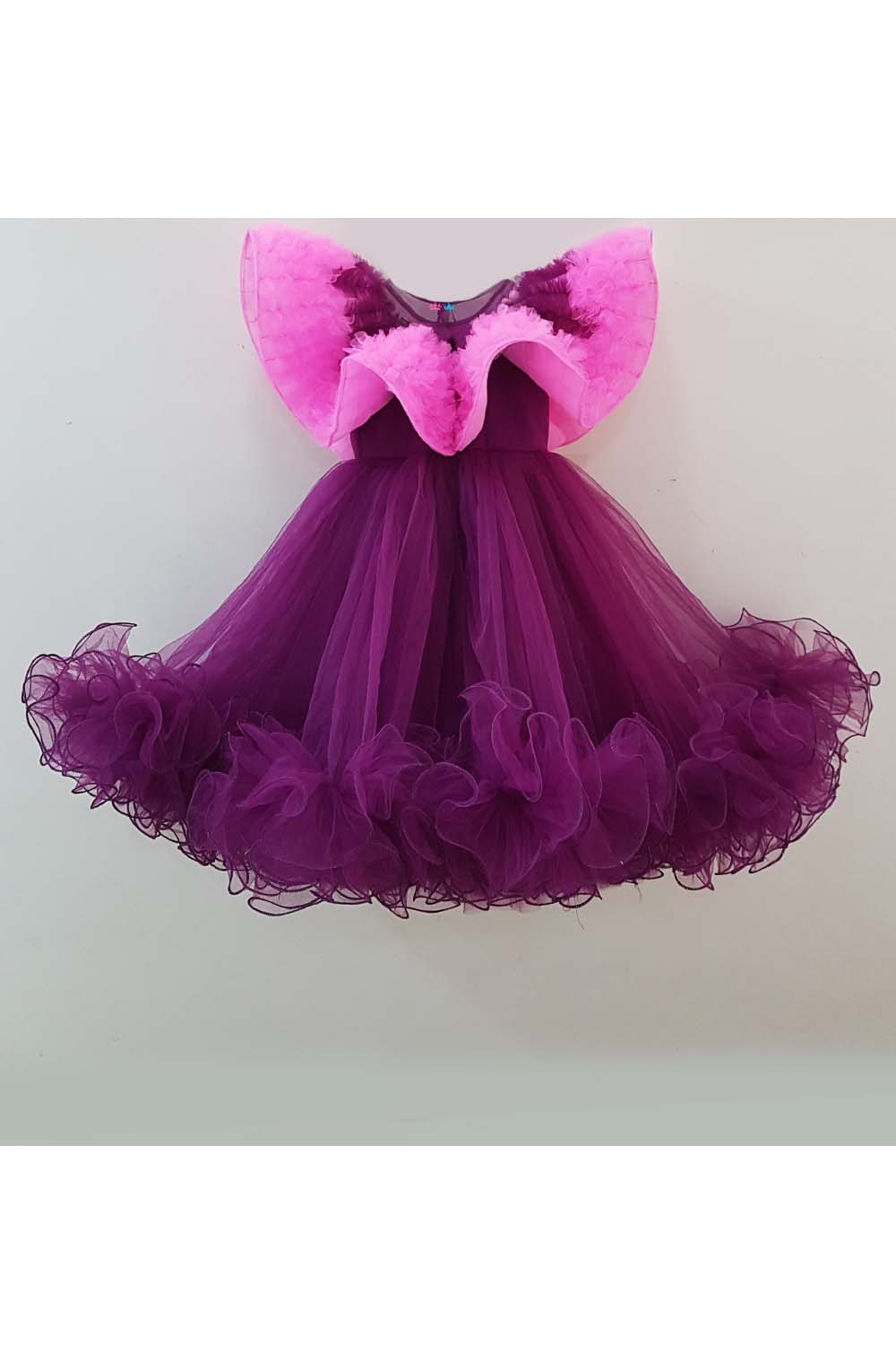 Lavender and purple shaded attached cape gown