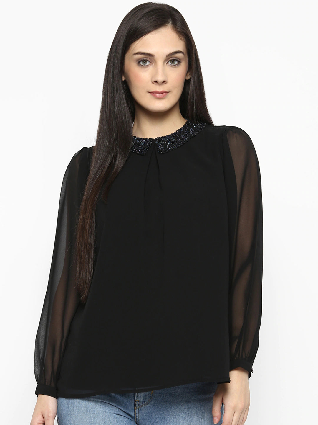 Black Peter Pan A-Line Top