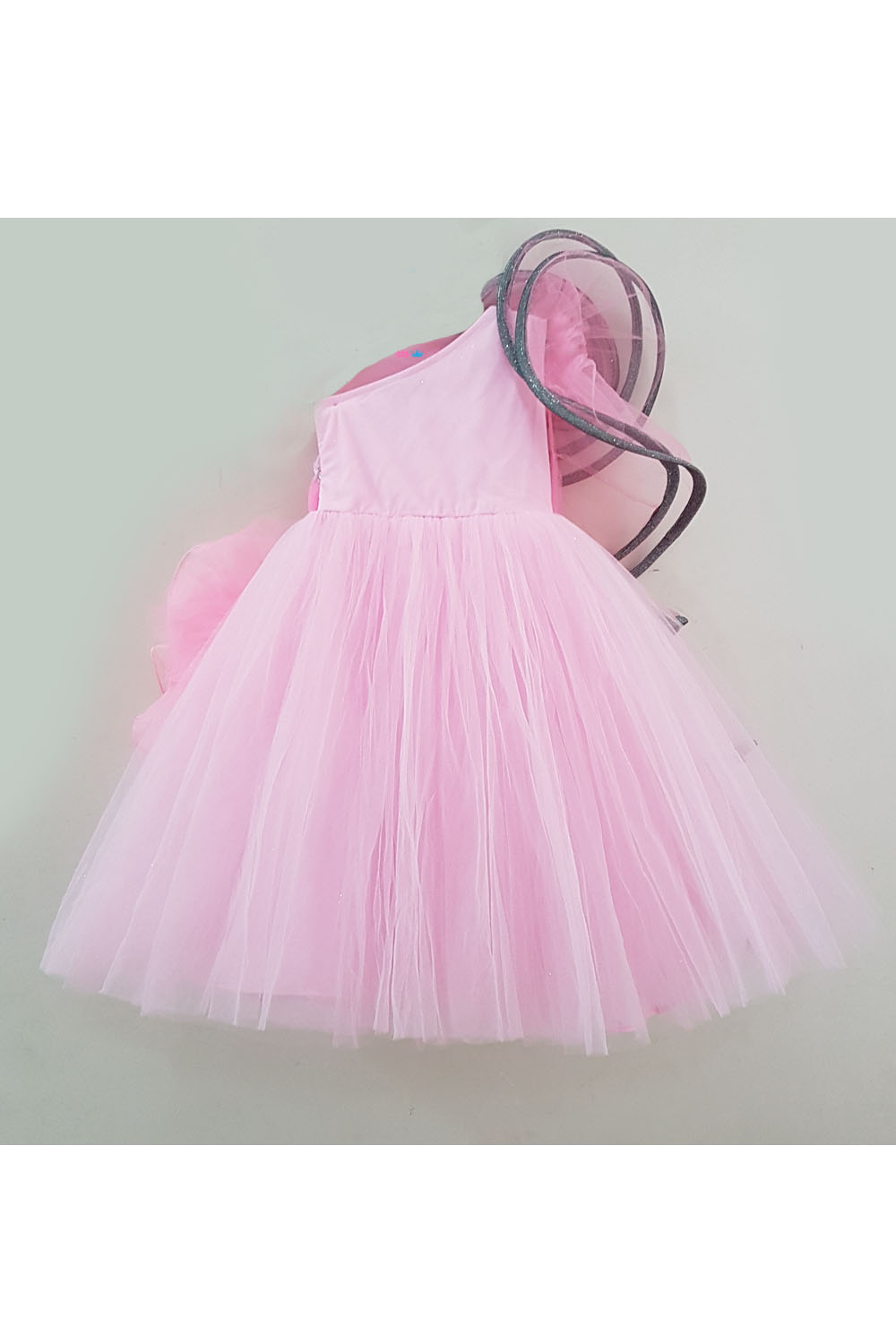 3D rose pink organza big flower gown