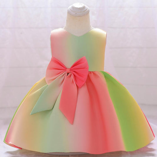 Multicolor Silk Solid Baby Frock