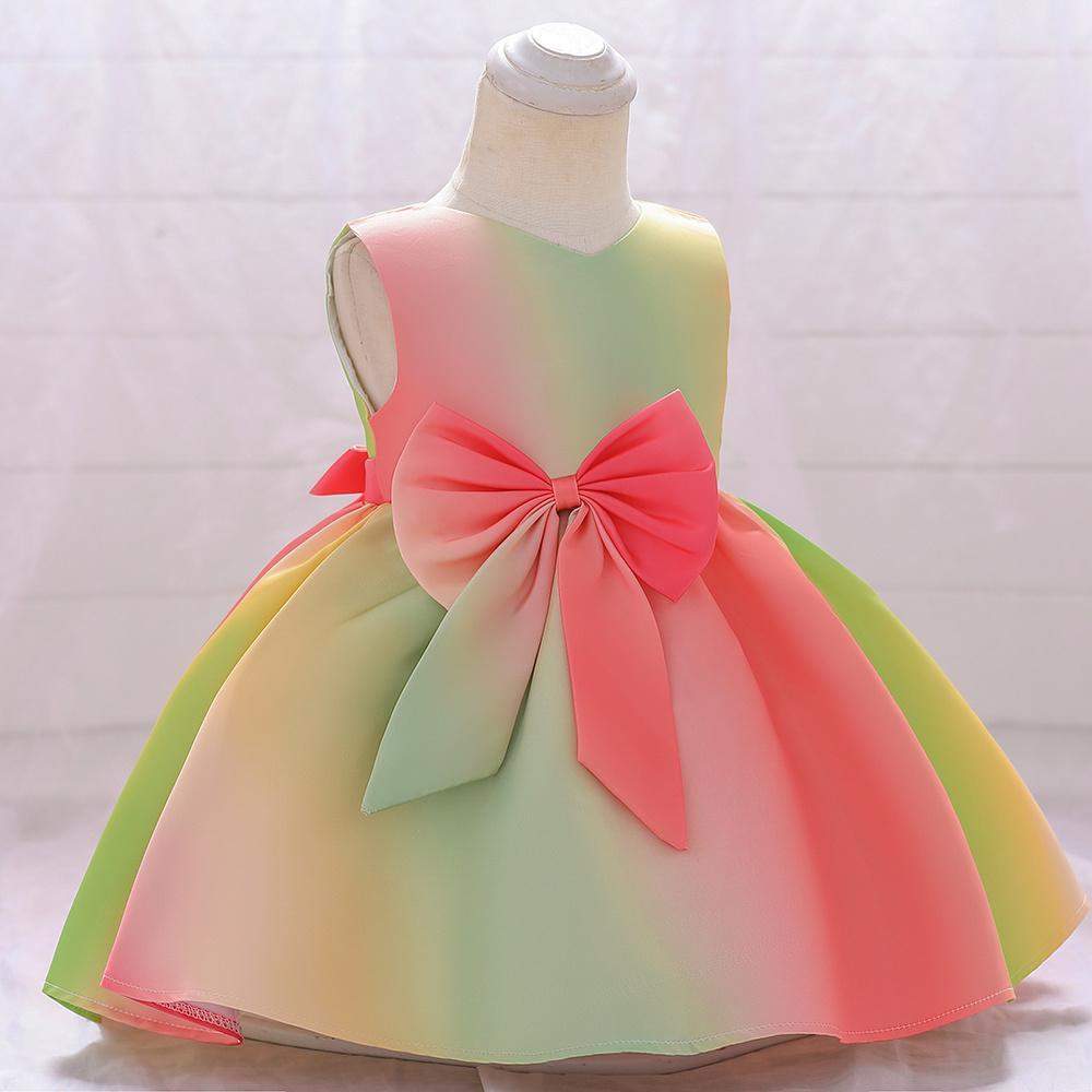 Multicolor Silk Solid Baby Frock
