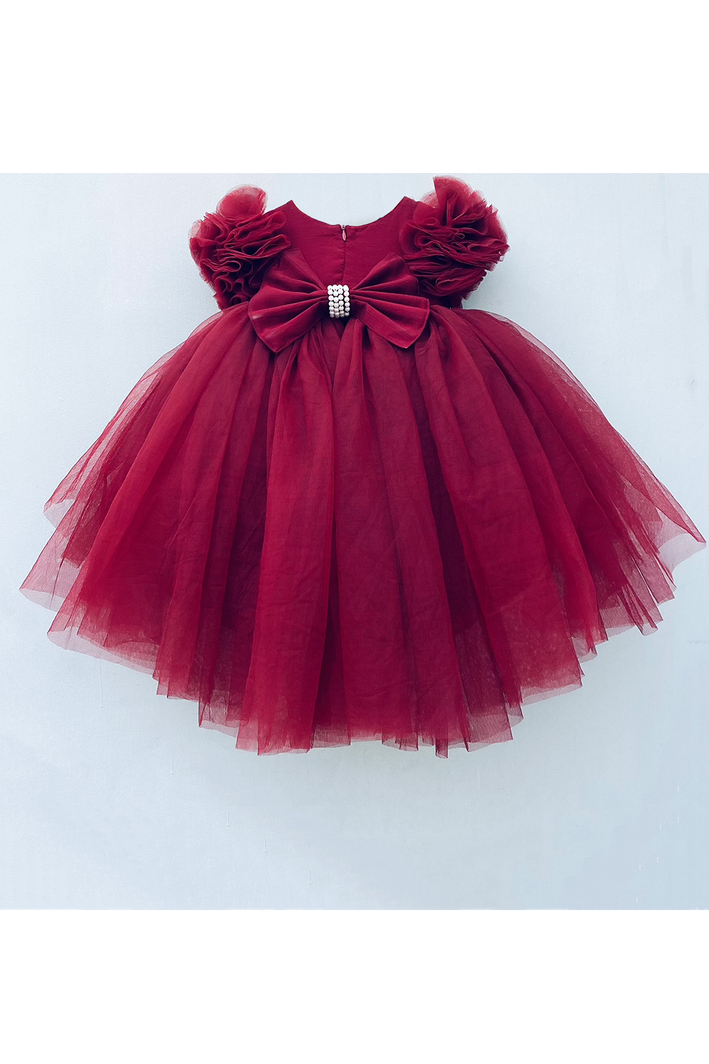 3d butterflies embellished high low maroon gown