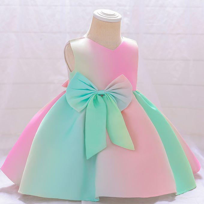 Multicolor Silk Solid Baby Frock
