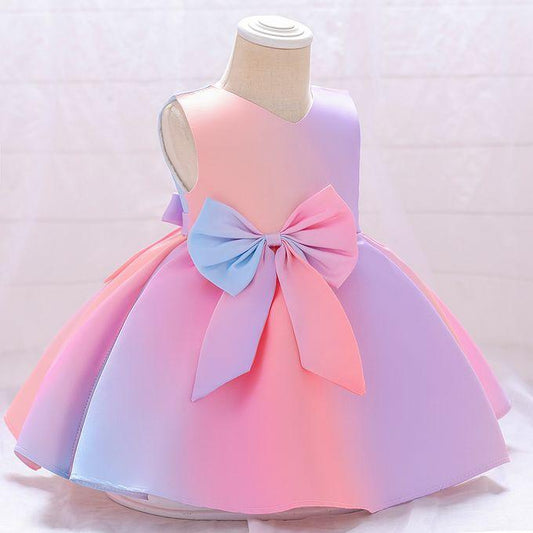 Multicolor Silk Solid Baby Frock