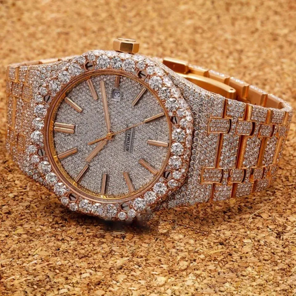 Alluring 41MM Full Rose Tone Diamond Watch
