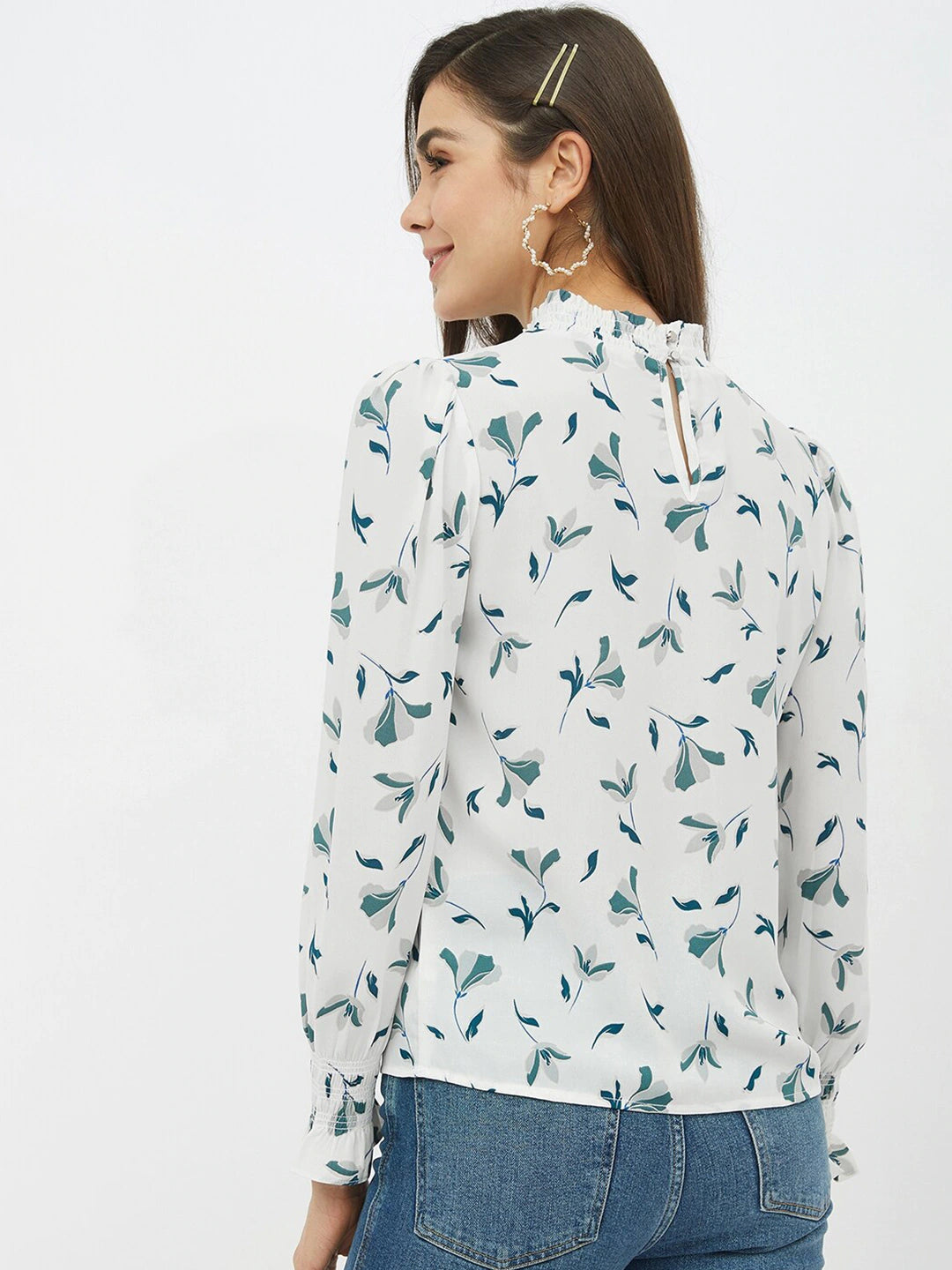 Women White Printed Top