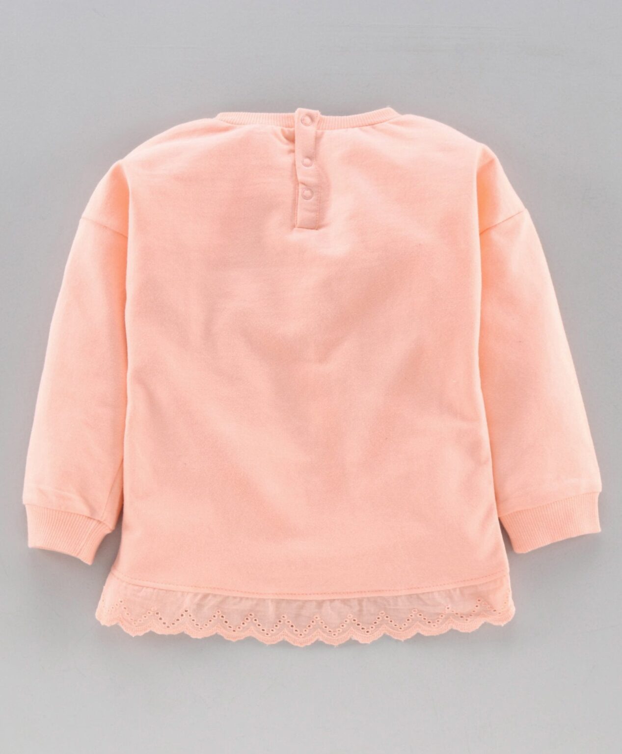 Babyhug Full Sleeves Lace Border Top & Denim Jeans Set Floral Print – Peach