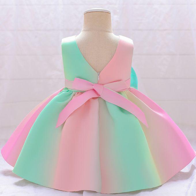 Multicolor Silk Solid Baby Frock