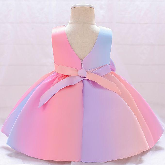 Multicolor Silk Solid Baby Frock