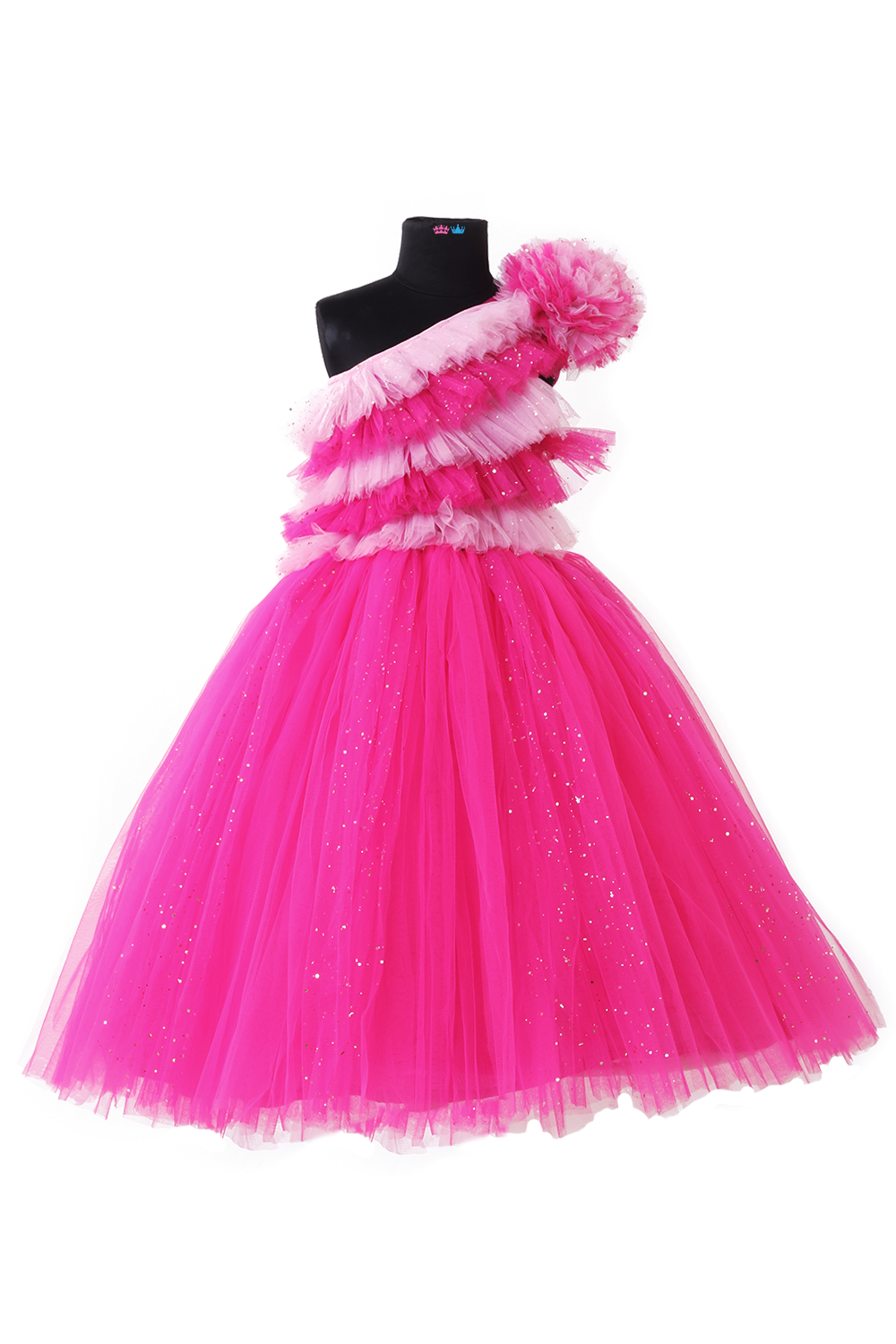 Dark and light pink frilled tutu gown