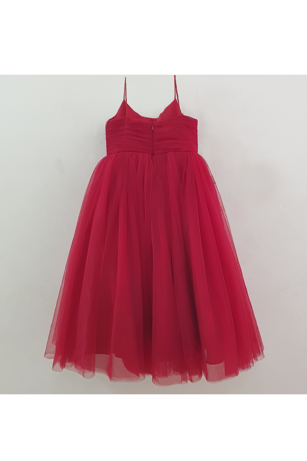 Maroon 3d flower net pleated gown