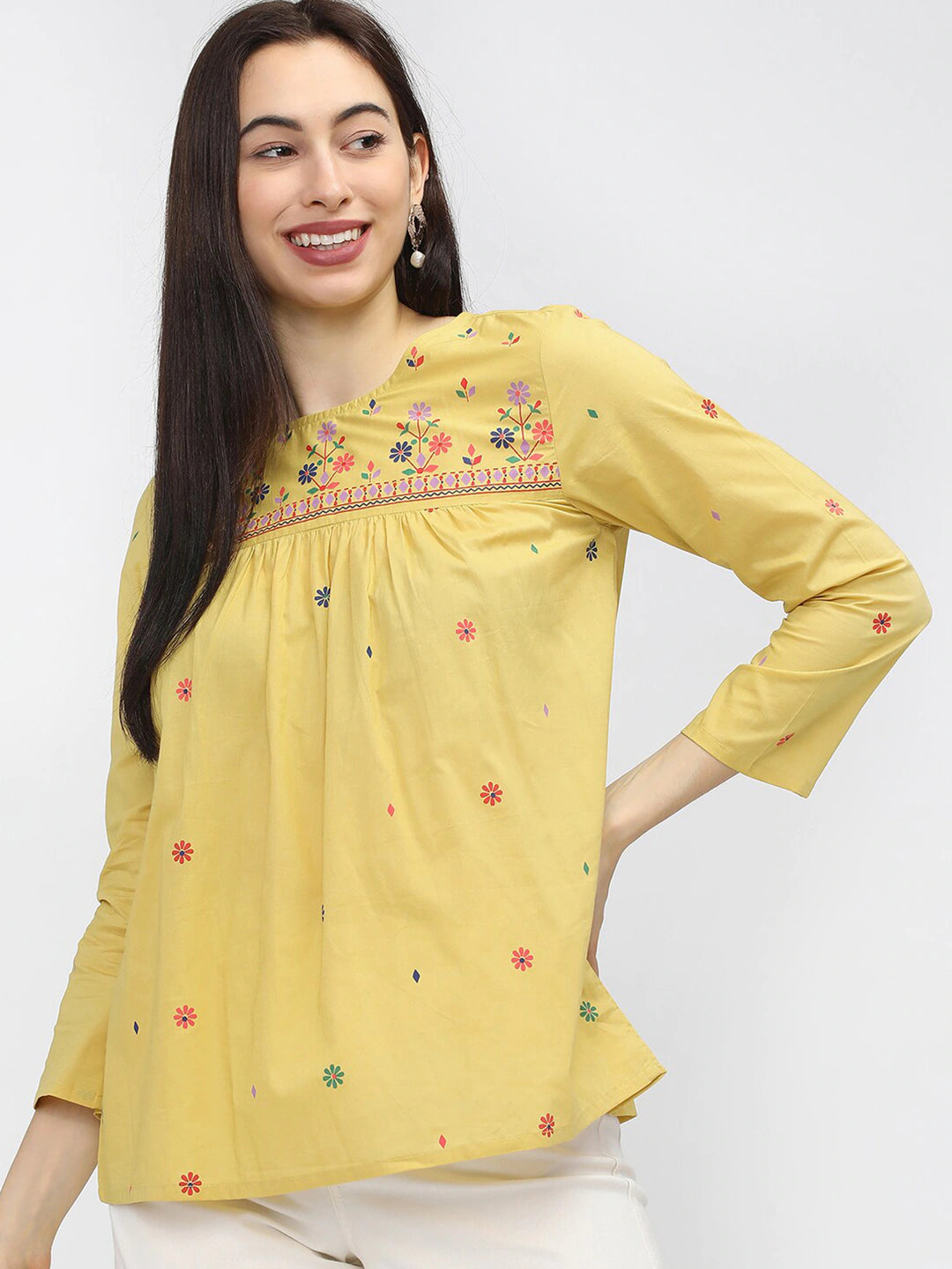 Yellow Floral Printed Top