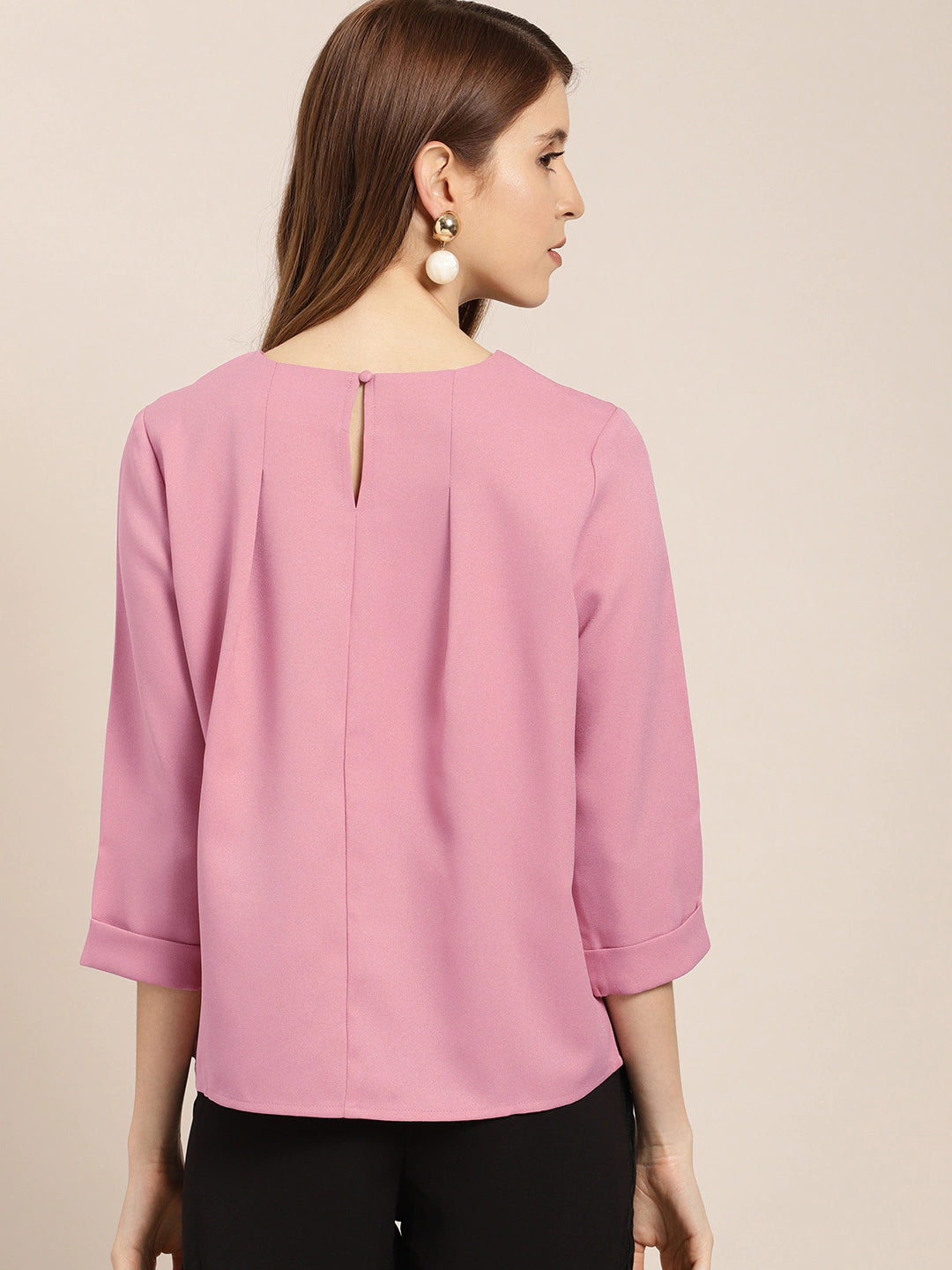 Mauve Top With Pleated Detail