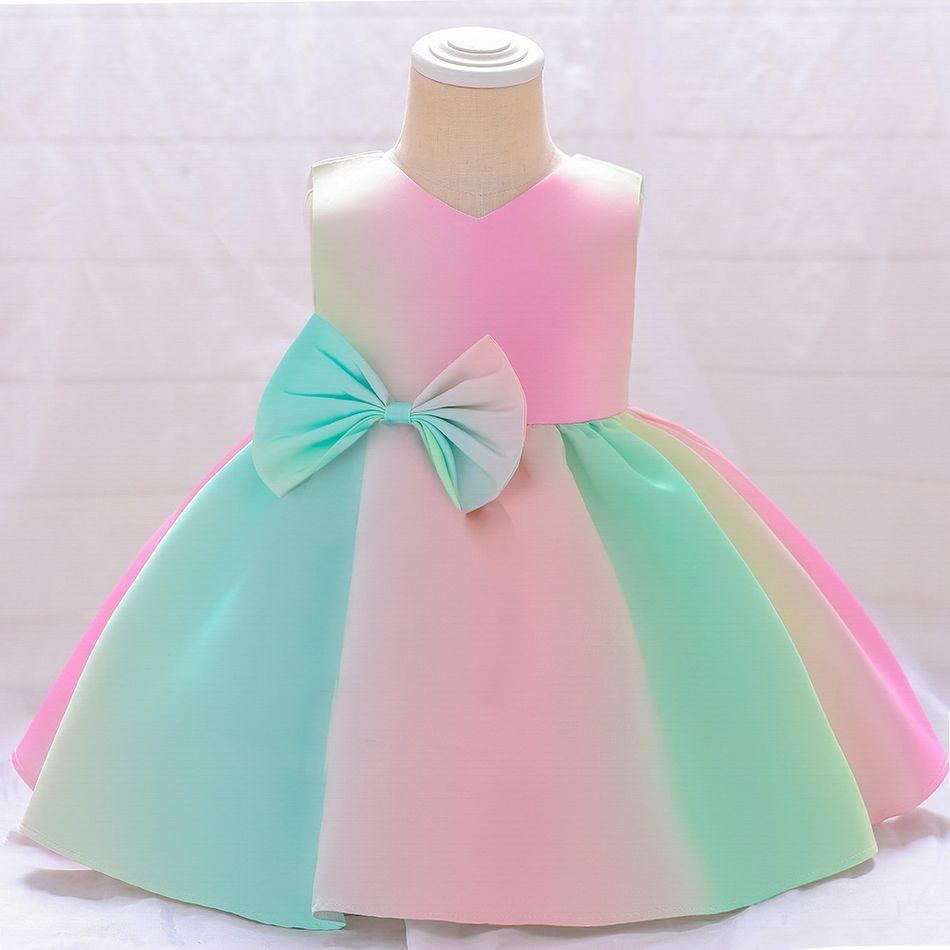 Multicolor Silk Solid Baby Frock