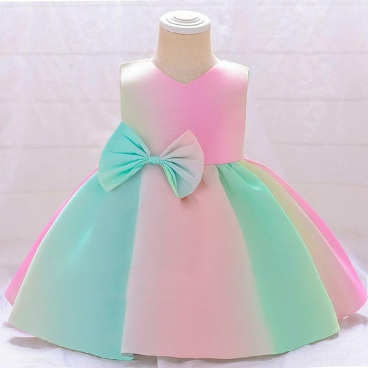 Multicolor Silk Solid Baby Frock