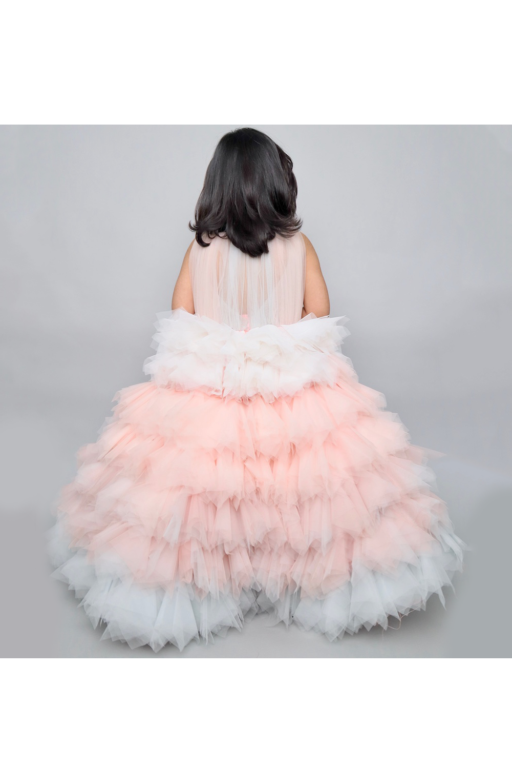 Light pink and blue frilly princess gown