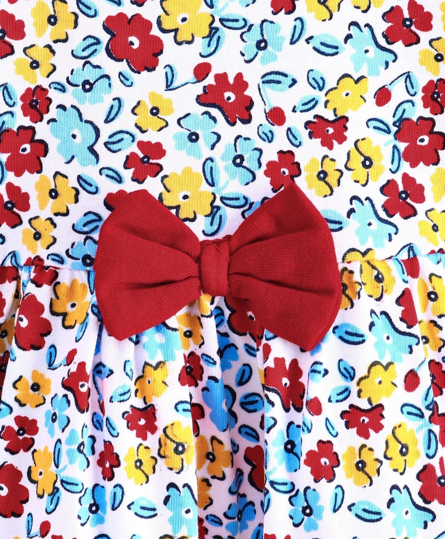 Short Sleeves Floral Printed Frock – Blue