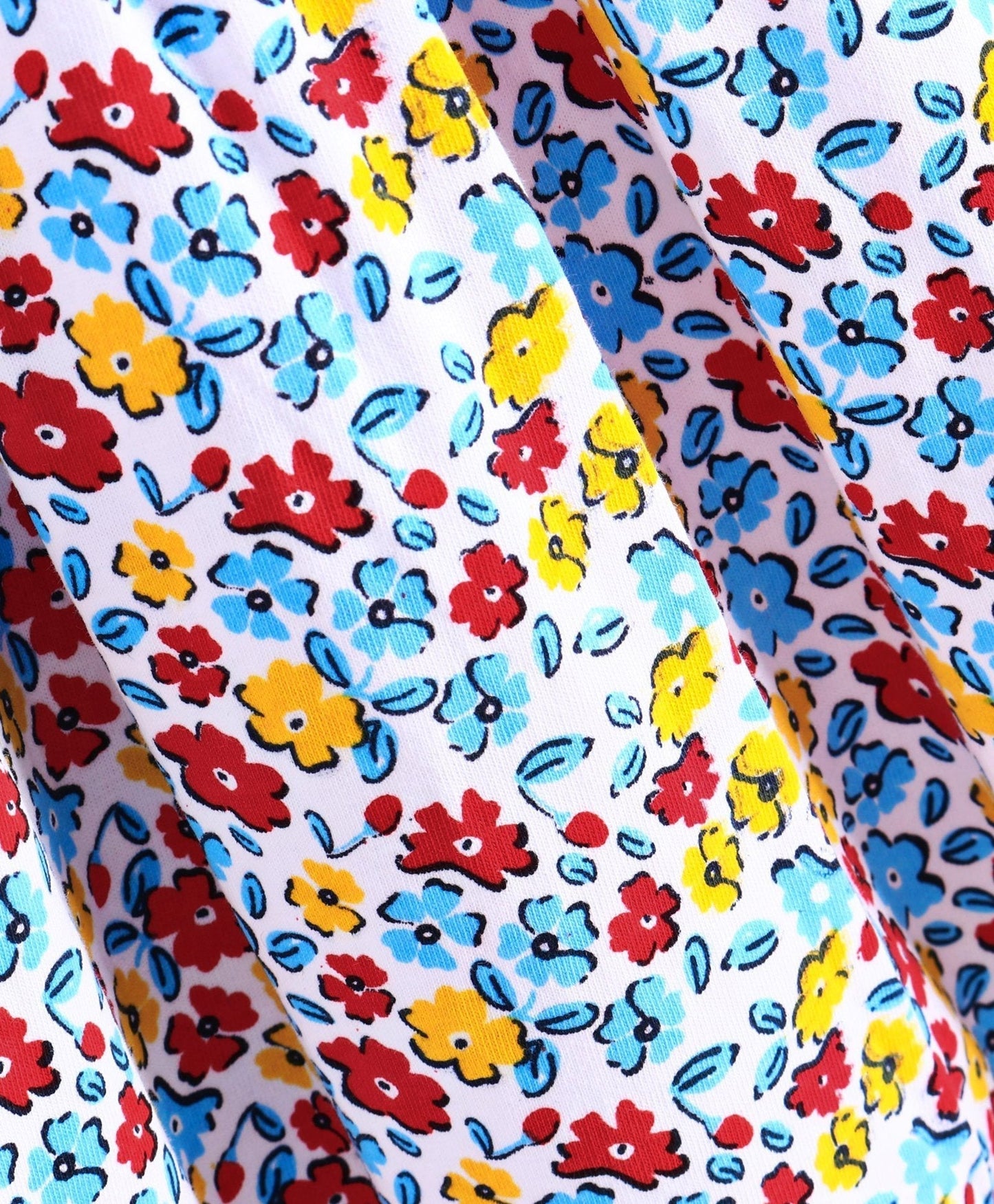 Short Sleeves Floral Printed Frock – Blue