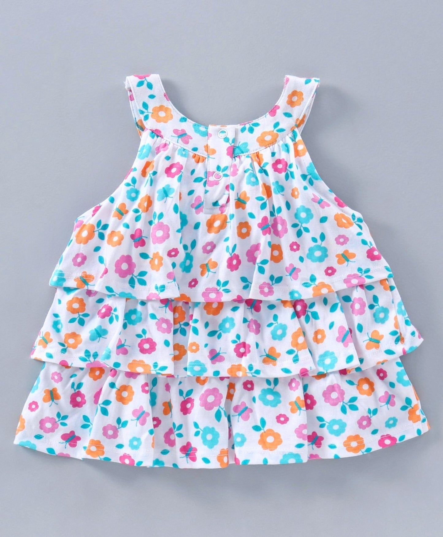 Sleeveless Layered Top & Shorts Floral Print – White Orange