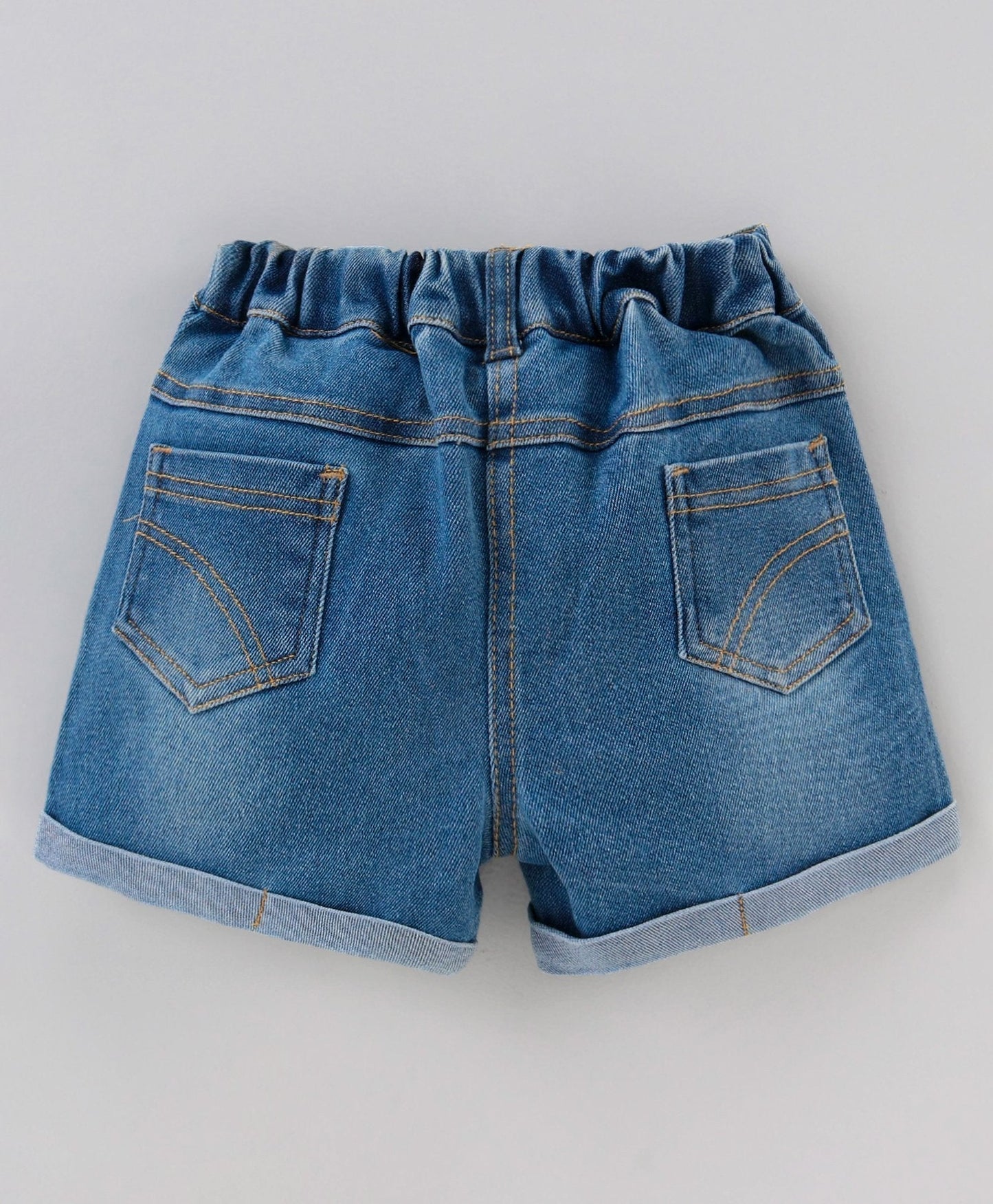 Short Sleeves Top & Denim Shorts Camera Print – Green Blue