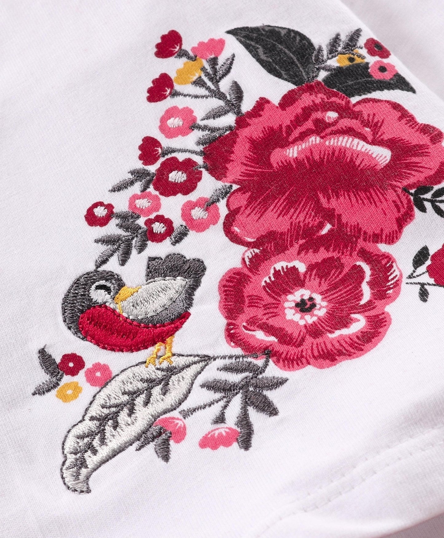 Full Sleeves Top & Pull Up Pant Floral Print – Off White Red
