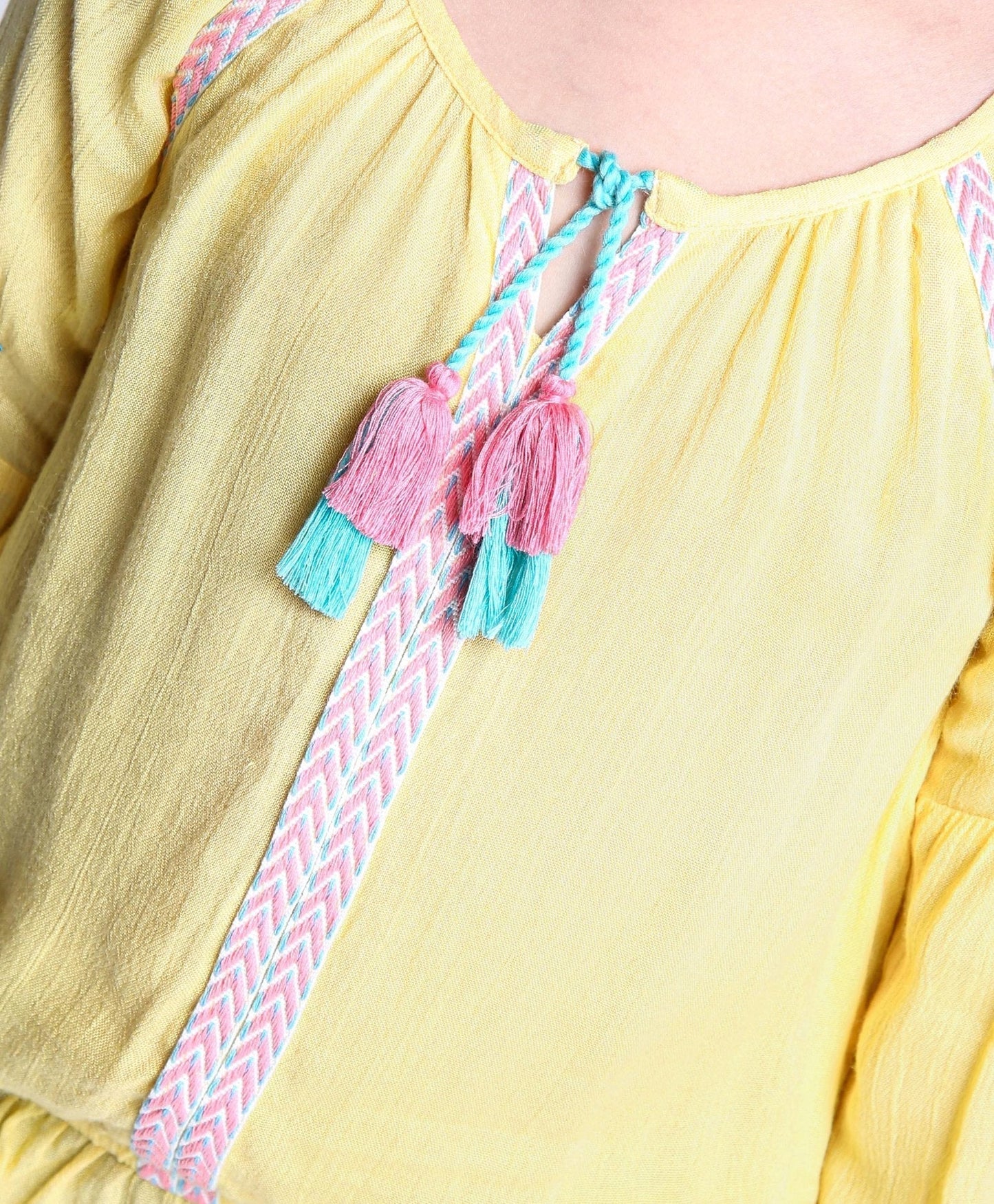 Babyhug Full Sleeves Top & Jeans Floral Embroidery – Yellow Blue
