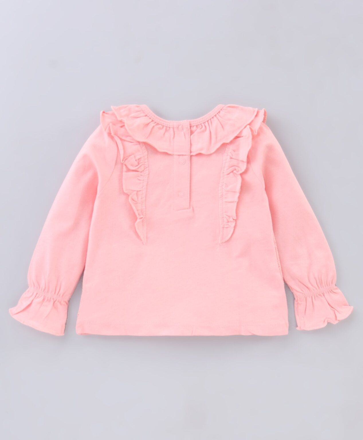 Babyhug Full Sleeve Crotchet Top and Flare Skirt Striped – Peach