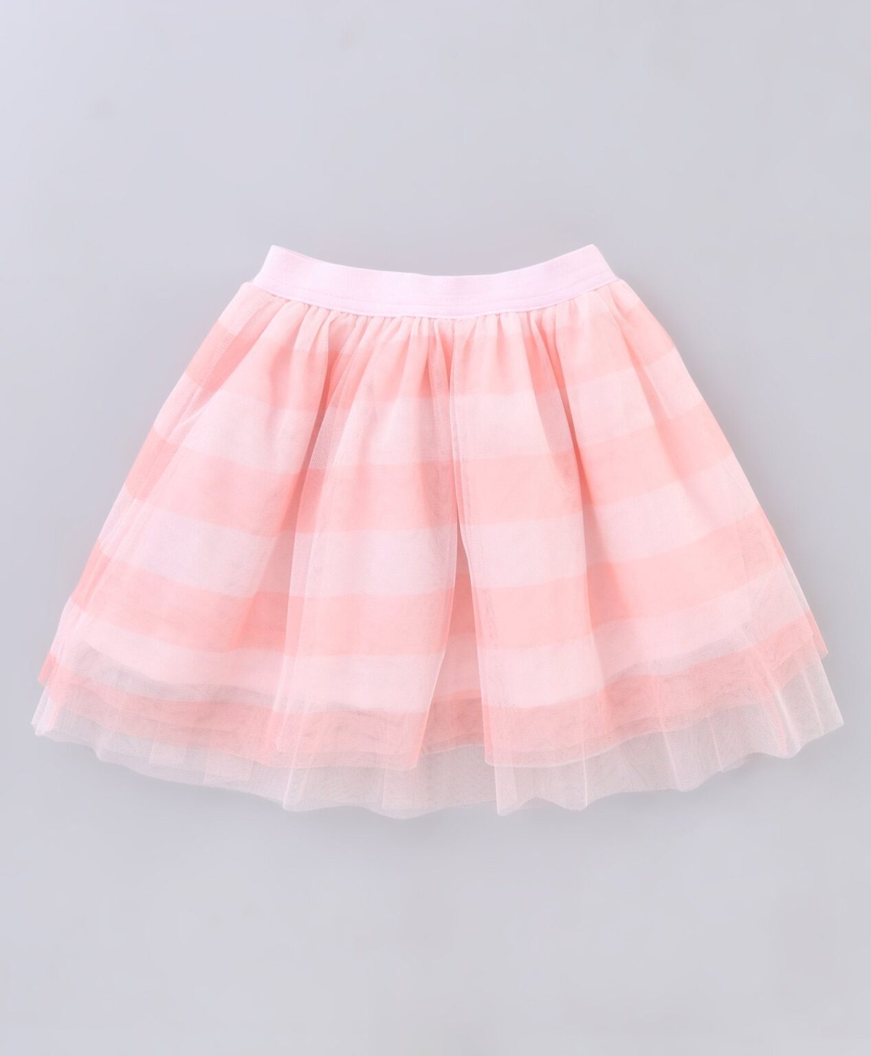 Babyhug Full Sleeve Crotchet Top and Flare Skirt Striped – Peach