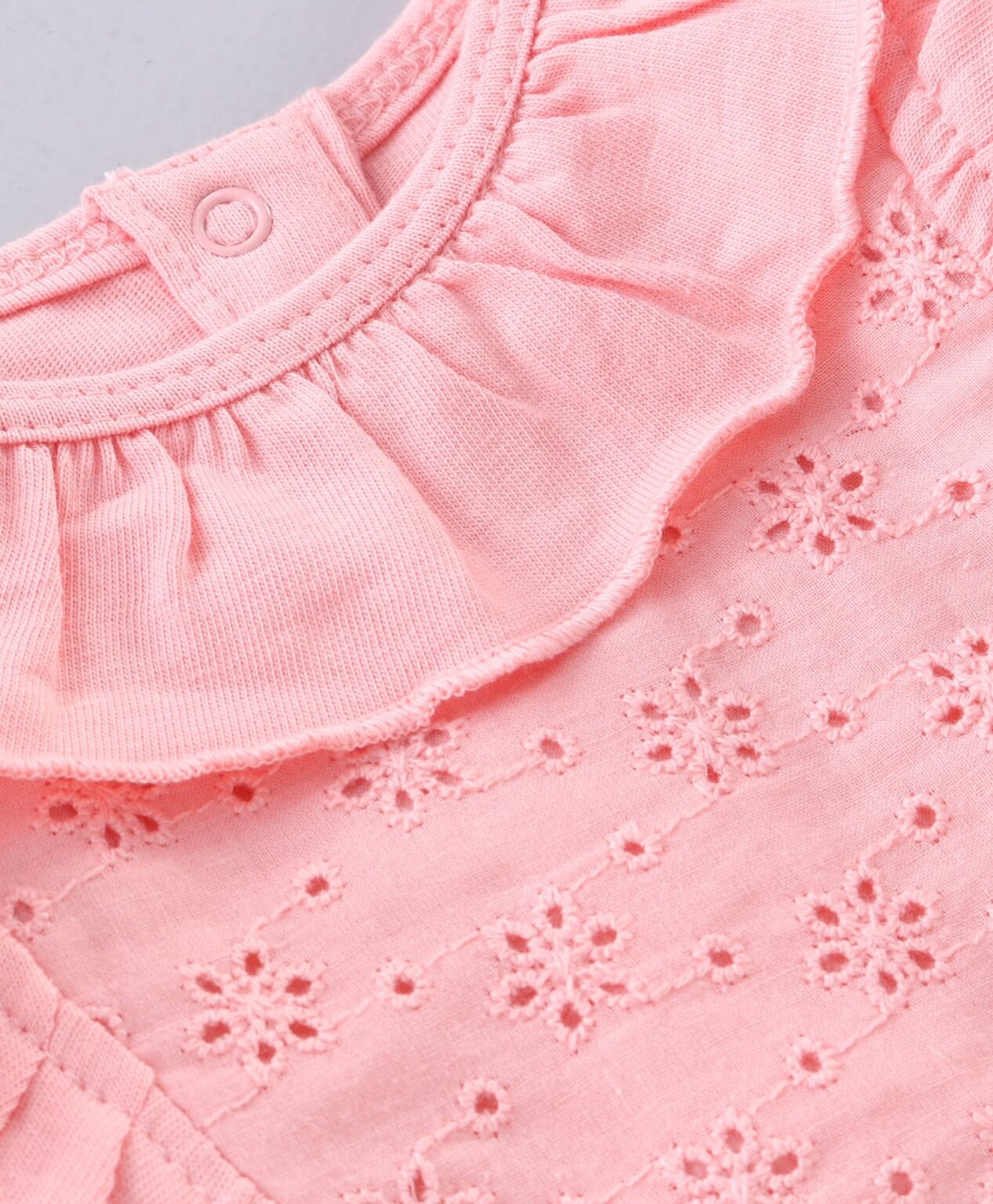 Babyhug Full Sleeve Crotchet Top and Flare Skirt Striped – Peach