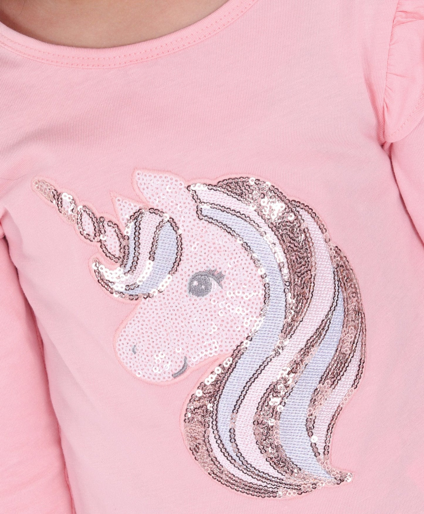 Babyhug Full Sleeves Top & Printed Leggings Sequinned Unicorn – Pink