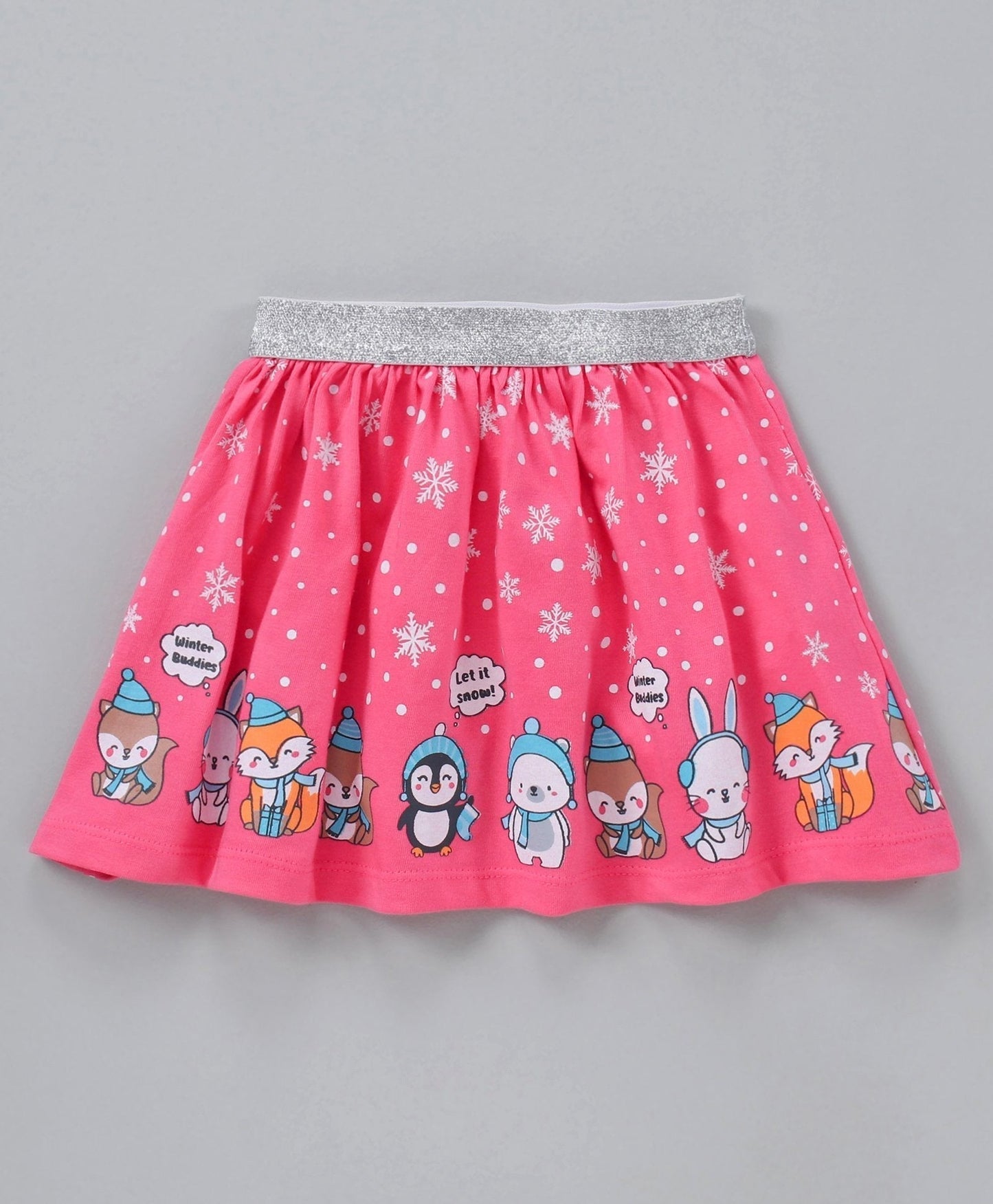 Full Sleeves Top & Skirt With Animal Prints – Pink & White