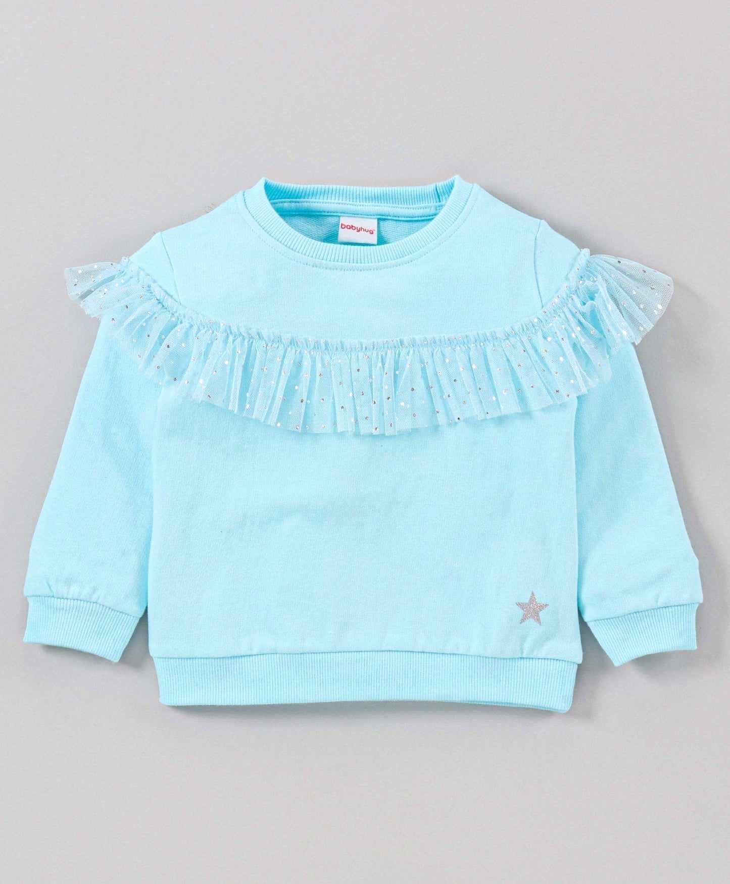 Full Sleeves Top With Skirt Glitter Applique – Pink & Blue