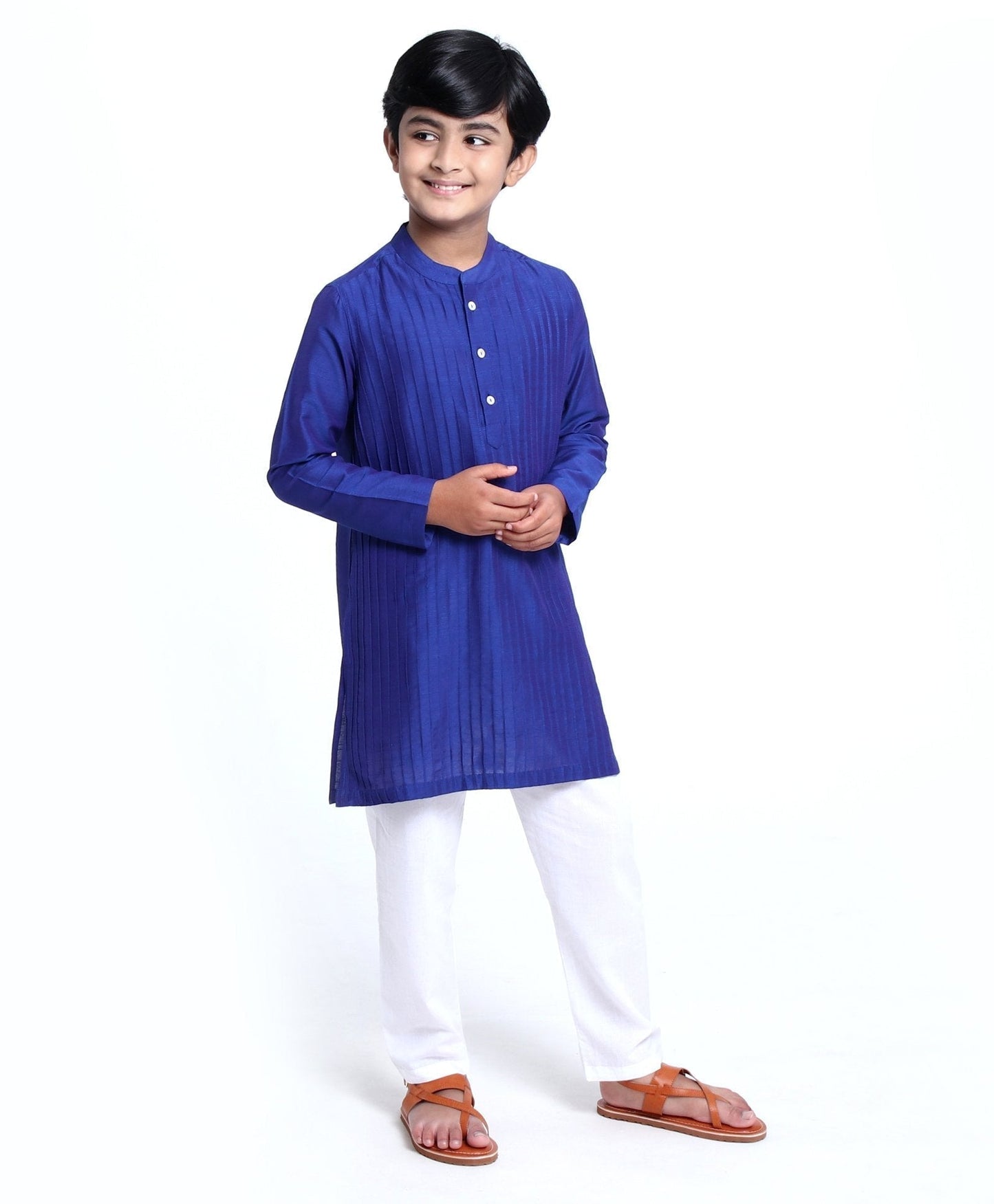 Kids Full Sleeves Kurta & Pyjama - Blue White